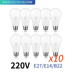 10pcs/lot  E27 B22 LED bulb AC 220V SMD2835 3W 6W 9W 12W 15W 18W 20WLED lamp Saving Cold Warm White Led Bulbs for Outdoor Light – LED SIJALICE
