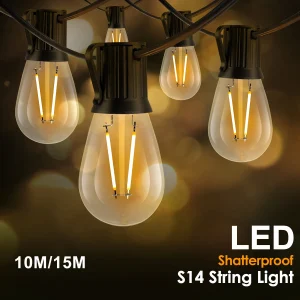 Sphoon 50FT S14 LED vijenac struna svjetla EU utikač 220V plastična sijalica otporna na lomljenje 1V 2V E27 Retro vanjski dekor Patio Fairy Light

 – BAŠTENSKE SIJALICE