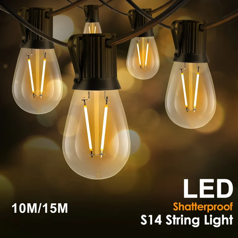 Sphoon 50FT S14 LED vijenac struna svjetla EU utikač 220V plastična sijalica otporna na lomljenje 1V 2V E27 Retro vanjski dekor Patio Fairy Light

 – BAŠTENSKE SIJALICE
